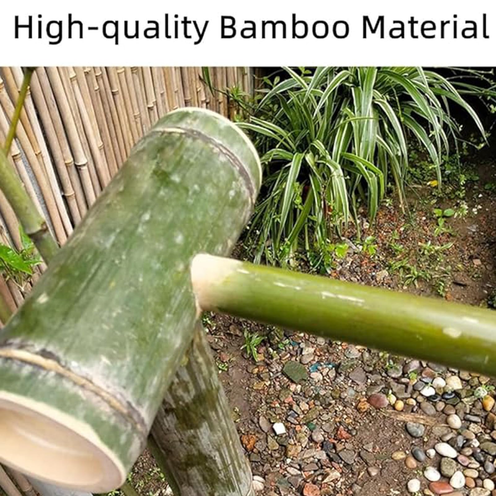 Kit Fontana Solare in bambù, Fontana Zen Artigianale, Ornamento da Giardino autoportante per Esterni con Pompa, Cascata Decorativa per Patio, laghetto, abbeveratoio per Uccelli, Balcone