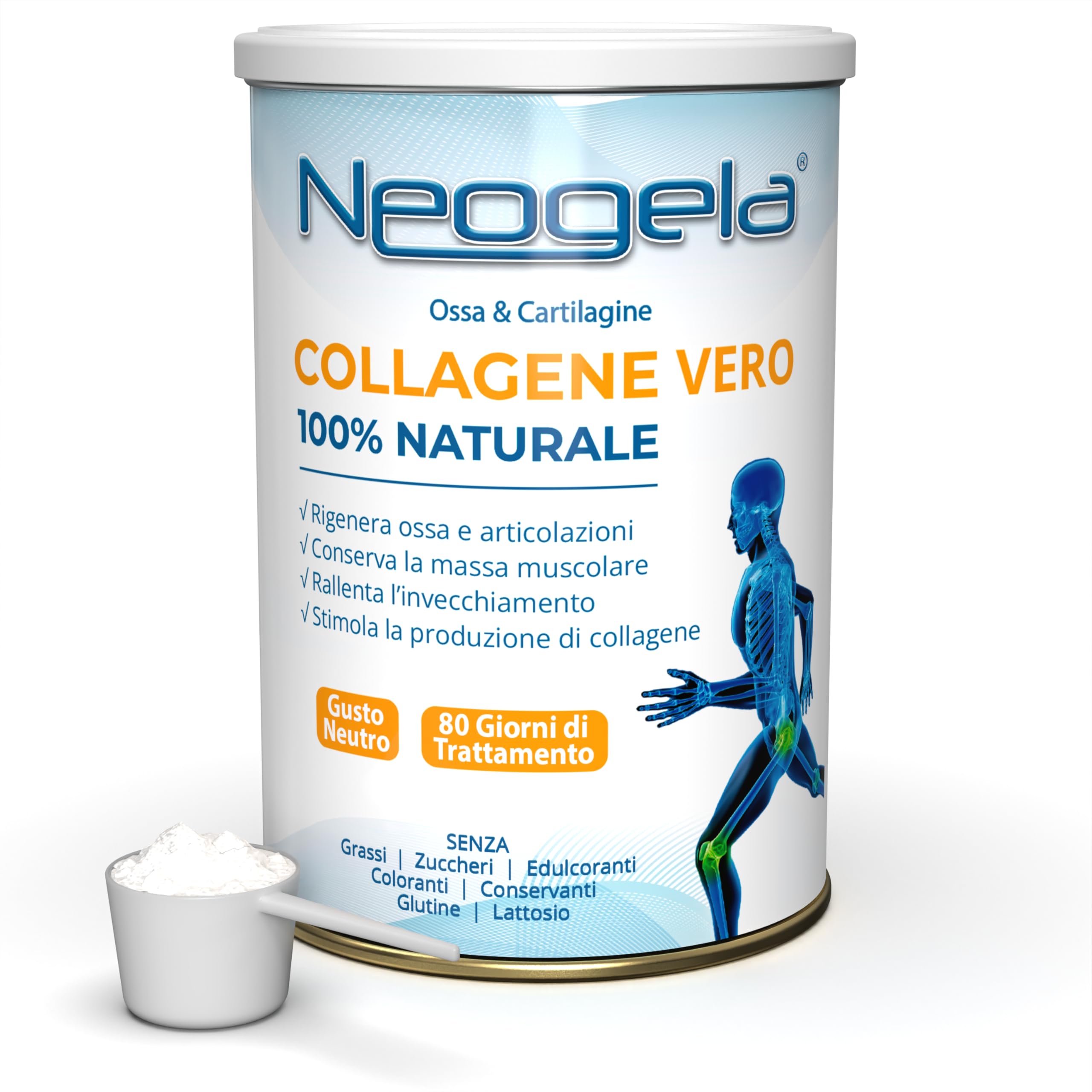 Neogela - 98% di Collagene Purissimo (Formato da 400gr, Prodotto Naturale)