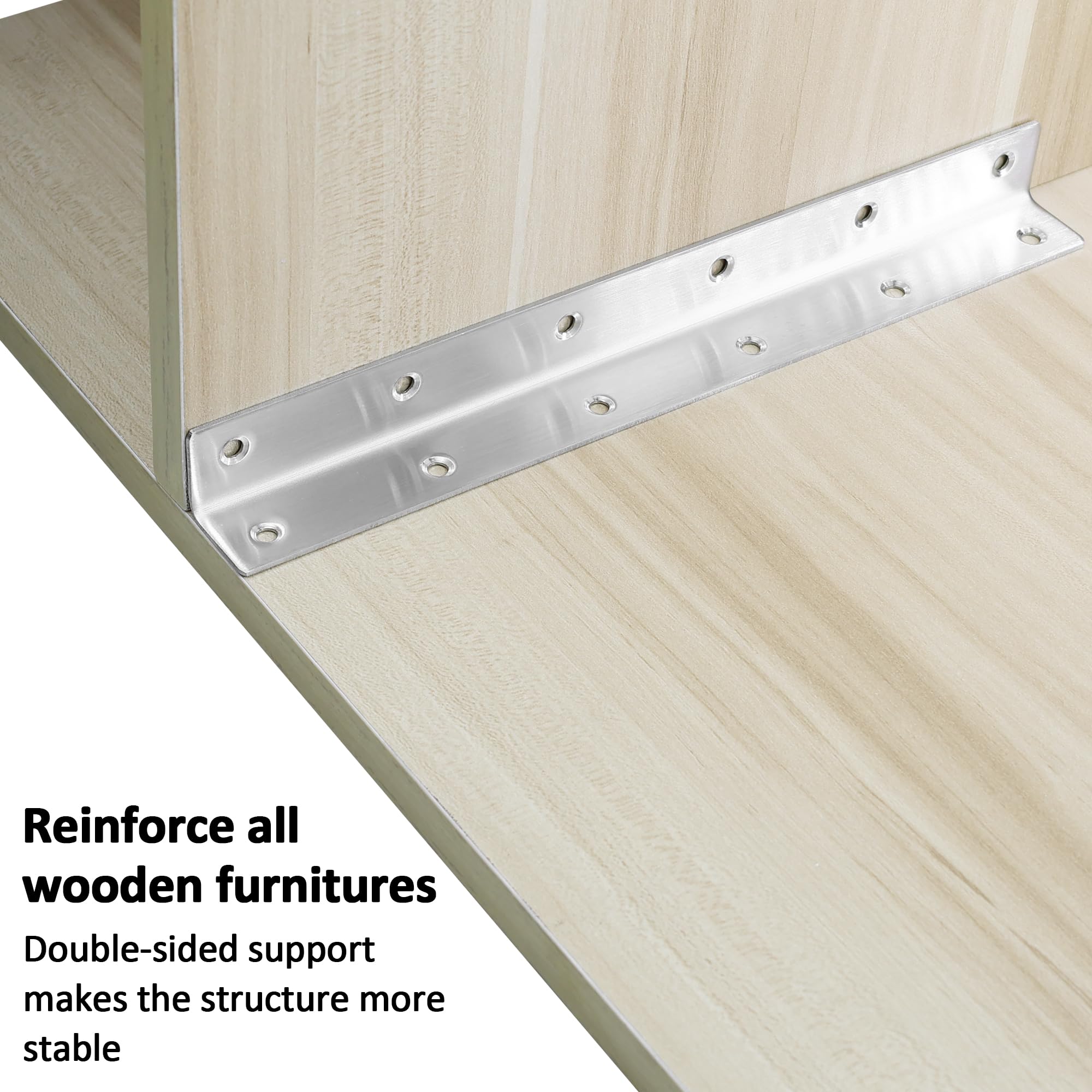 Staffa angolare a L, resistente, confezione da 20 staffe angolari in metallo da 27,4 cm, per mensole, in acciaio inox argento lucido, per legno, lunghezza totale 275 mm