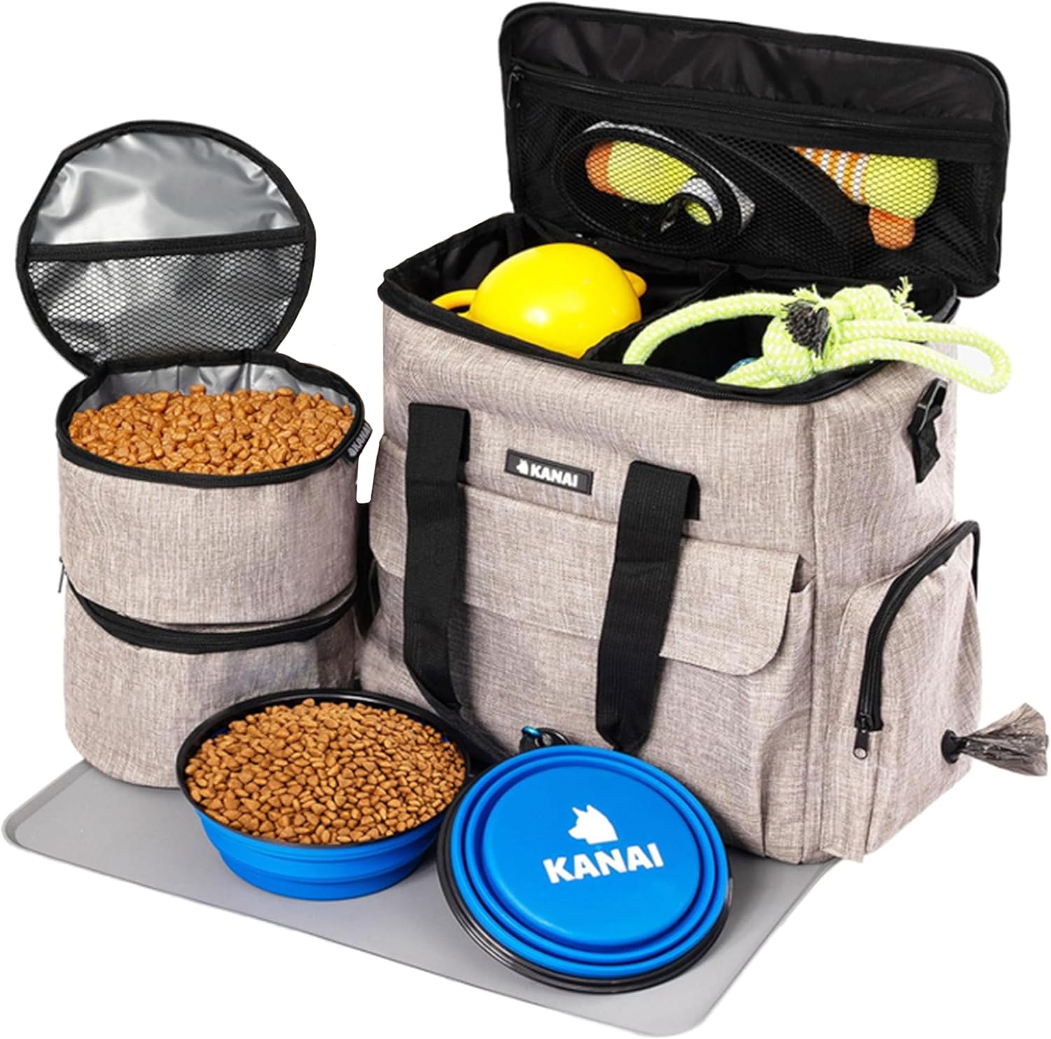8-Pack – Pet Travel Relief Bundle – 6-in-1 Organizer Kit for Dogs – Collapsible Bowls, Containers, Mat, and Storage Bag
