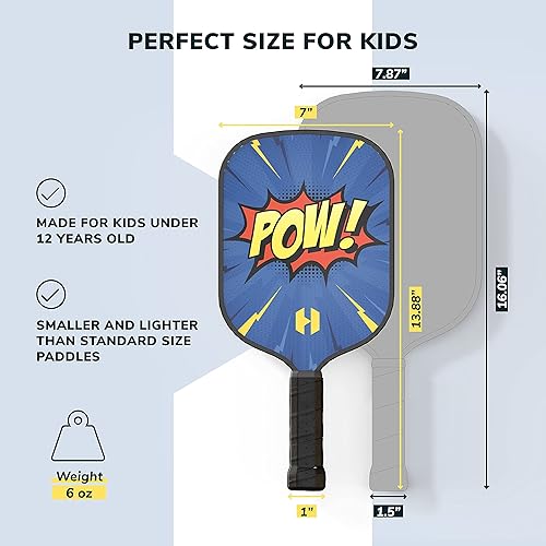 Miniatura 2 de Helium Paleta de pickleball para niños, paleta de tamaño infantil para niños de 12 años en adelante, núcleo de panal ligero, cara de golpe de