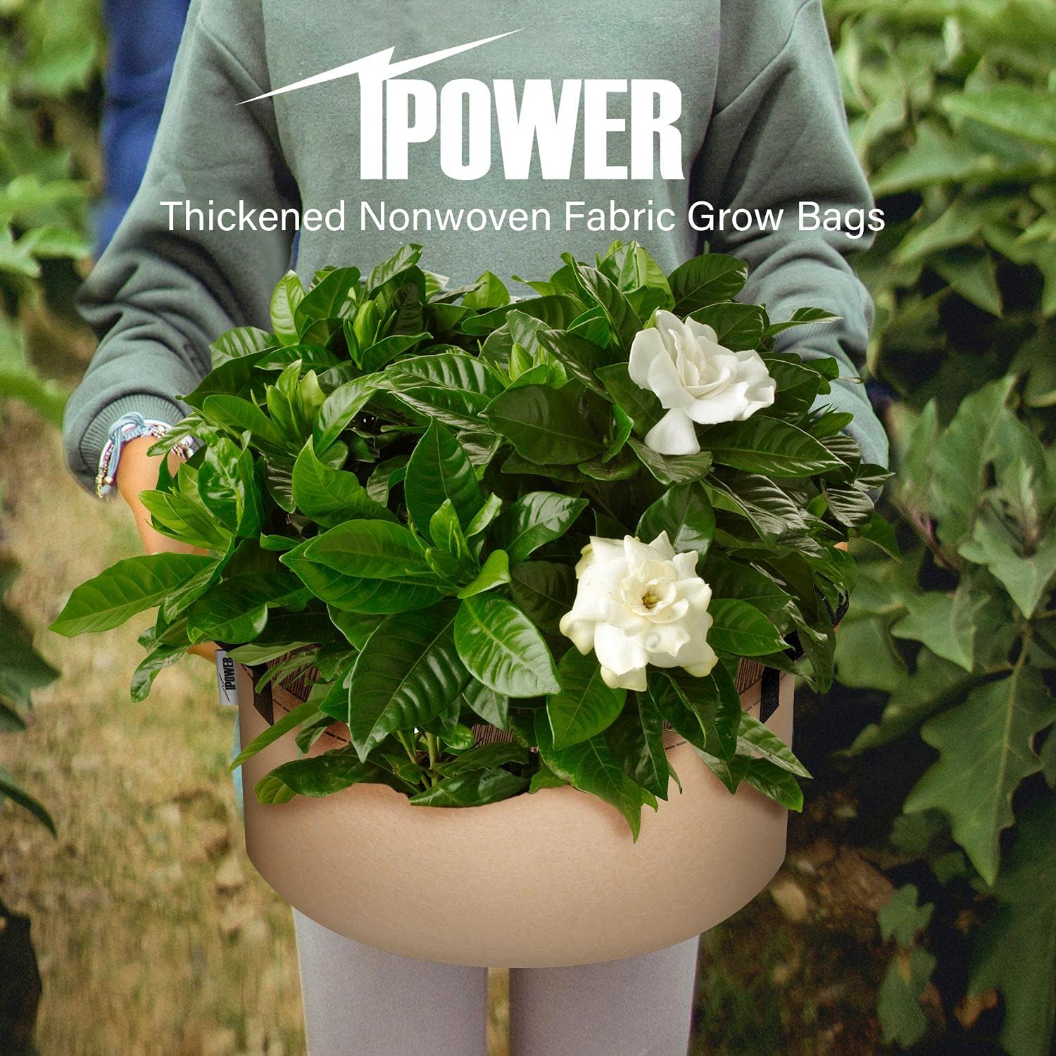 iPower GLGROWBAG10X5TAN 5-Pack 10 Gallon Plant Grow Bags Thickened Nonwoven Aeration Fabric Pots Heavy Duty Durable Container, Strap Handles for Garden, Tan : Everything Else