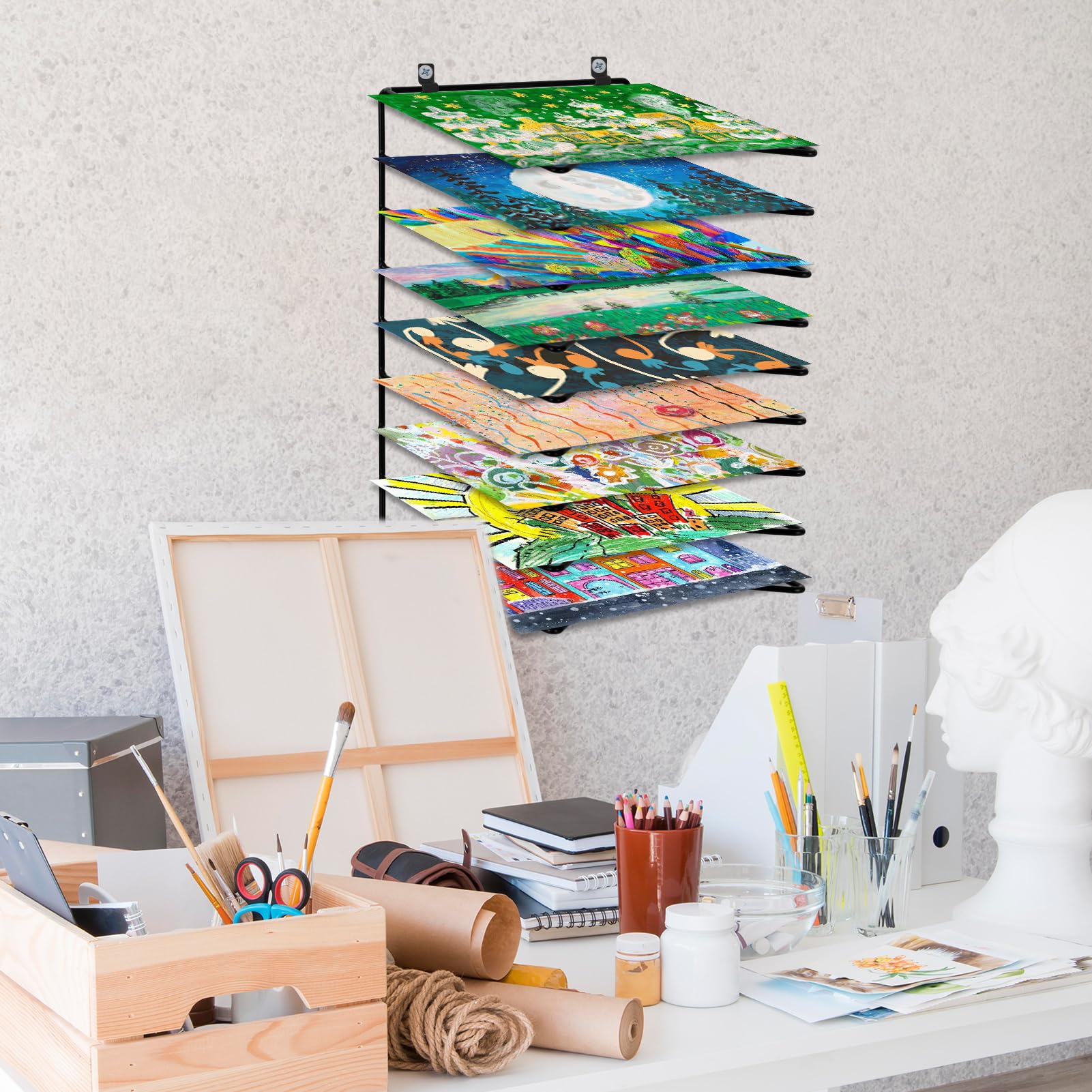 Snapklik.com : 2 Pack Art Drying Rack For Classroom 9-Shelf Paint ...