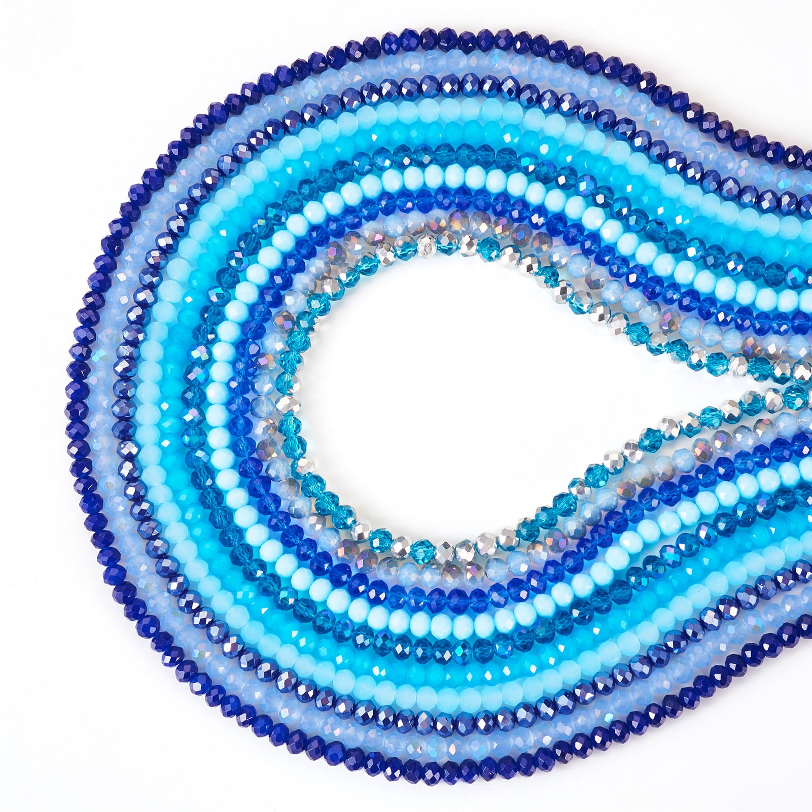 Cheriswelry 1270Pcs Blue Electroplate Glass Beads Strand Faceted Rondelle Crystal Beads for Bracelet Necklace Earring Keychain Jewelry Making DIY Crafts