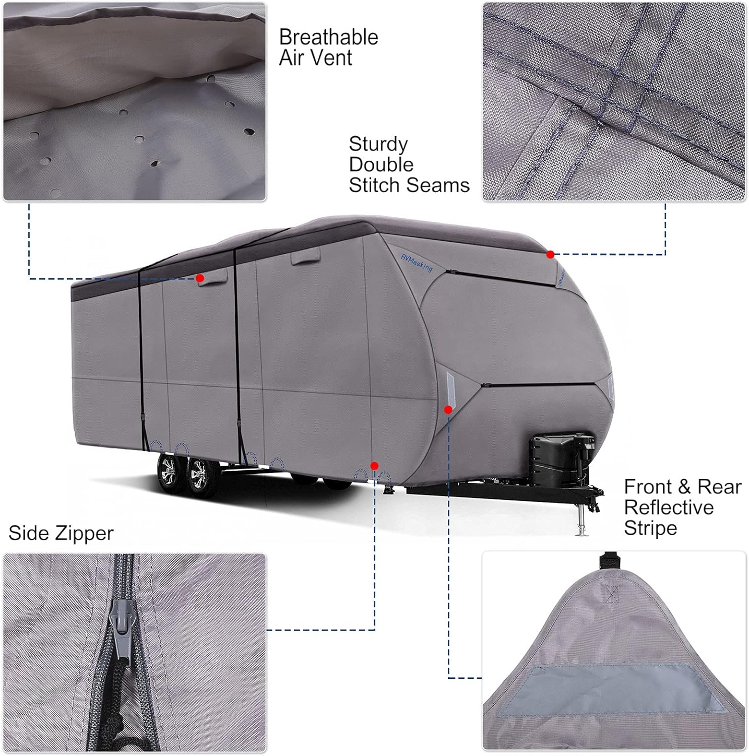 Buy RVMasking Upgraded Waterproof 500D Top Travel Trailer Cover for 26
