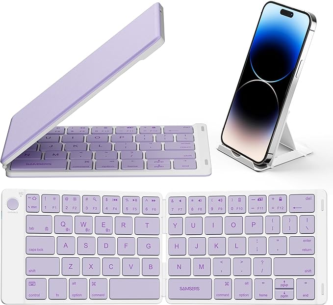 Samsers Bluetooth Foldable Wireless Keyboard (Purple)