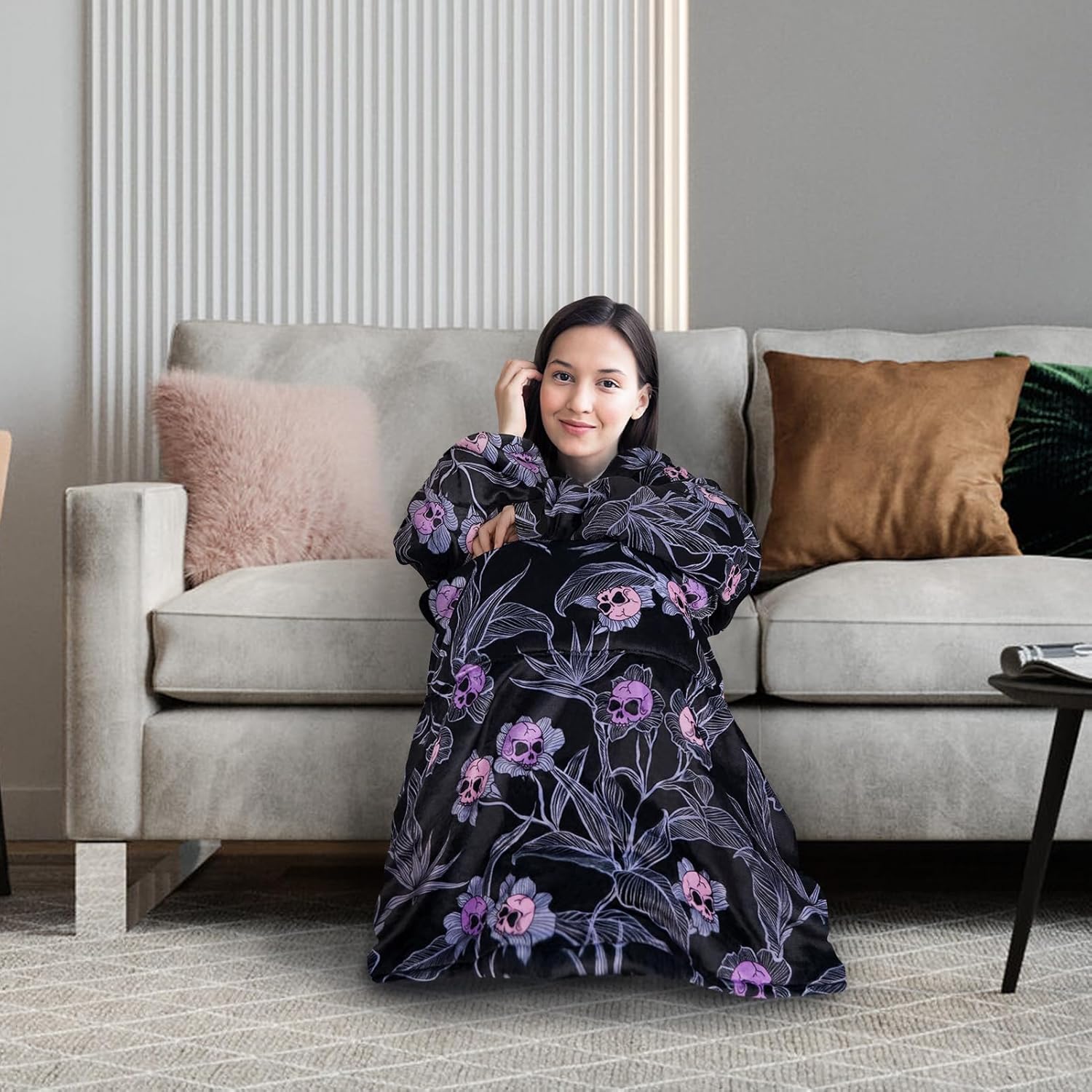 Wearable Blanket Hoodie for Women Men Oversized Sherpa Fleece Sweatshirt Blanket, Plush Flannel Warm Cozy Blanket Gifts - Image 5