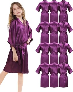 12Pcs Girls Silky Robes Birthday Girl Spa Party Wedding Bridal Party Flower Girl Robe Kimono