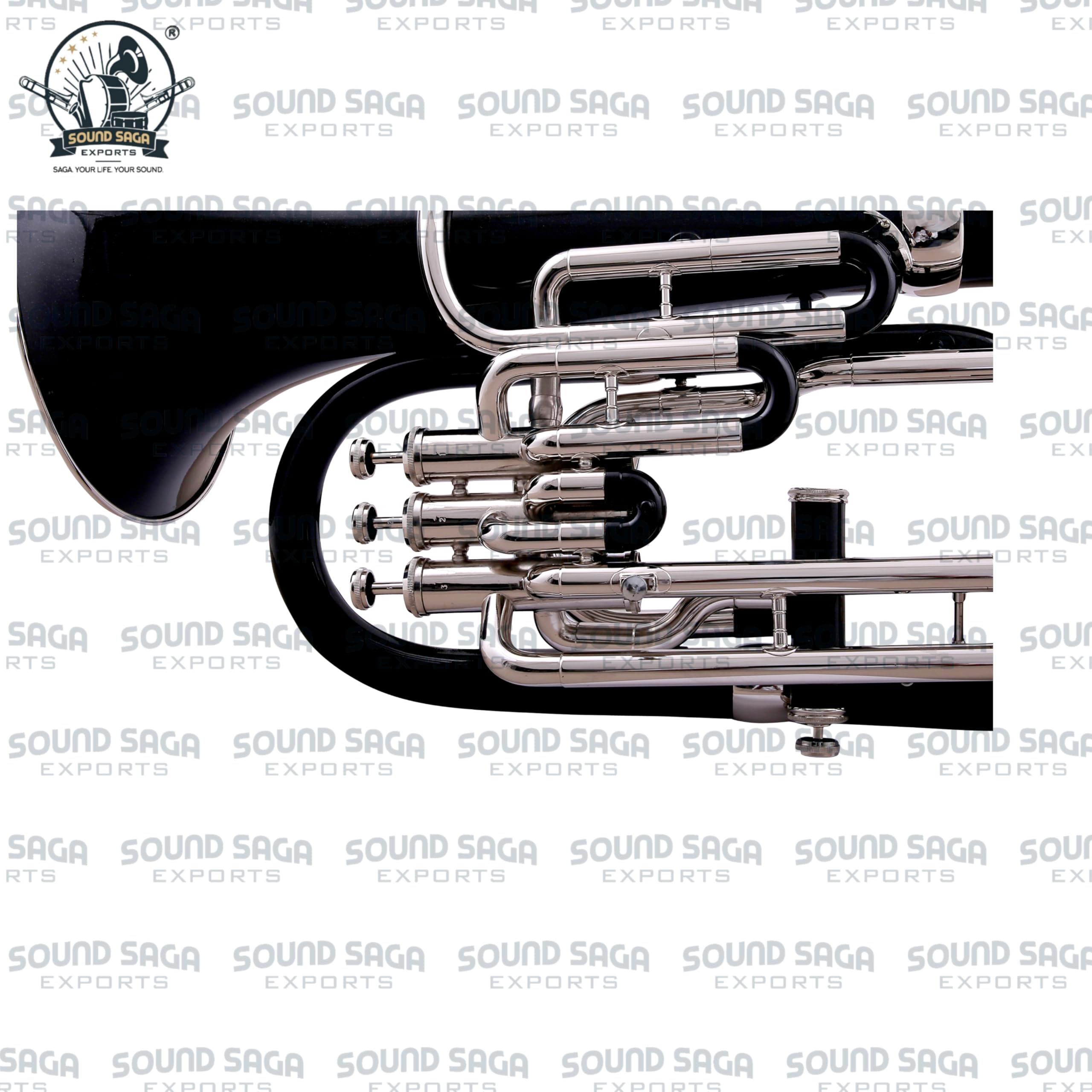Bb - Instrumento musical de latón de 4 válvulas con boquilla y funda de transporte dura, instrumento de viento de latón, para estudiantes, principiantes e intermedios, banda escolar, orquesta y banda