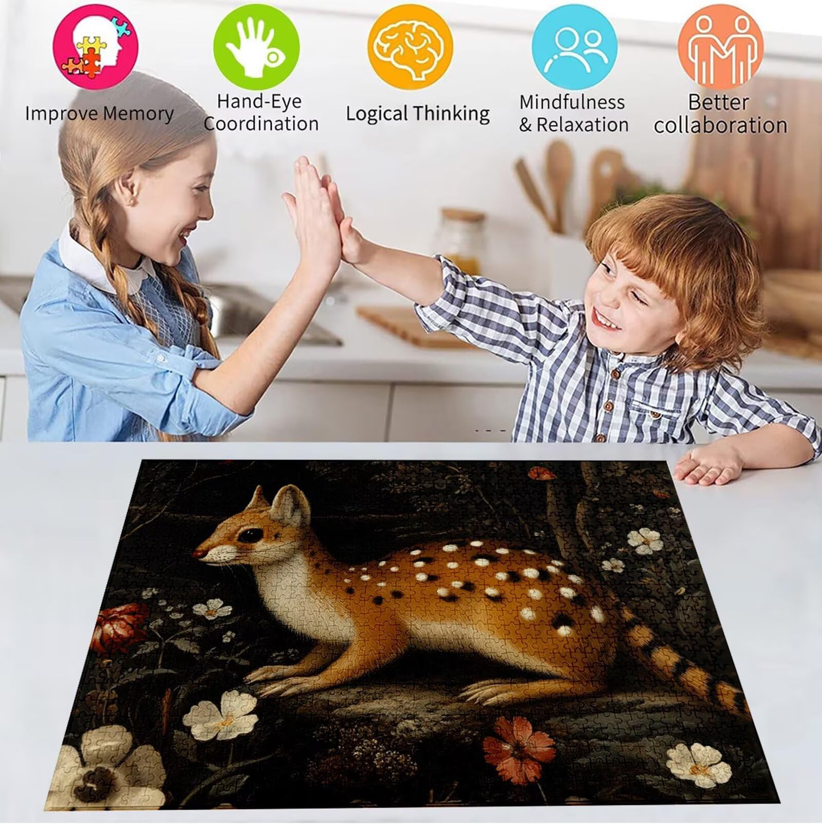Puzzle 5000 Pezzi, 3 4 5 Anni Puzzle Animale 6 7 8 Anni Giochi Educativi Sostenibili Con Motivi Per Adulti Da Gioco in Legno Di Alta Qualità Jigsaw Volpe per Gioco Familiare, 2026 Regalo Natale H-3275
