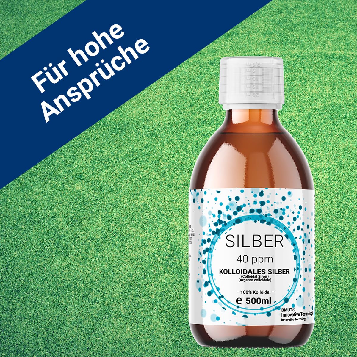 3 x 500 ml d'argent colloïdal (40 ppm) dans une bouteille en verre ambré | eau d'argent | eau ultra pure | 100 % colloïdal