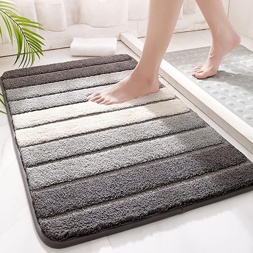Miniatura 10 de Alfombra de baño, extra suave, acogedora y absorbente, no se desprende, lavable a máquina, antideslizante para suelo de baño, ducha (azul, 16 x 24
