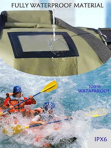 Miniatura 3 de Bolsa de lona impermeable 20L 40L 66L Bolsa seca de viaje para motocicleta con correas de fijación rápida para motociclismo, kayak, rafting,