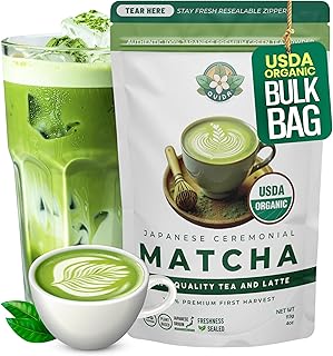Ovida Organic Japanese Ceremonial Grade Matcha Green Tea Powder. Authentic Premium First Harvest, Antioxidant Superfood, Matcha For Latte, Smoothie, Baking Or Protein Shakes, Ceremonial Or Daily Use, Energy & Focus, 100% Pure Stone Ground, Smooth Taste, Rich Color, Green Tea Powder, Unsweetened, Vegan, Gluten Free, 4OZ / 113g