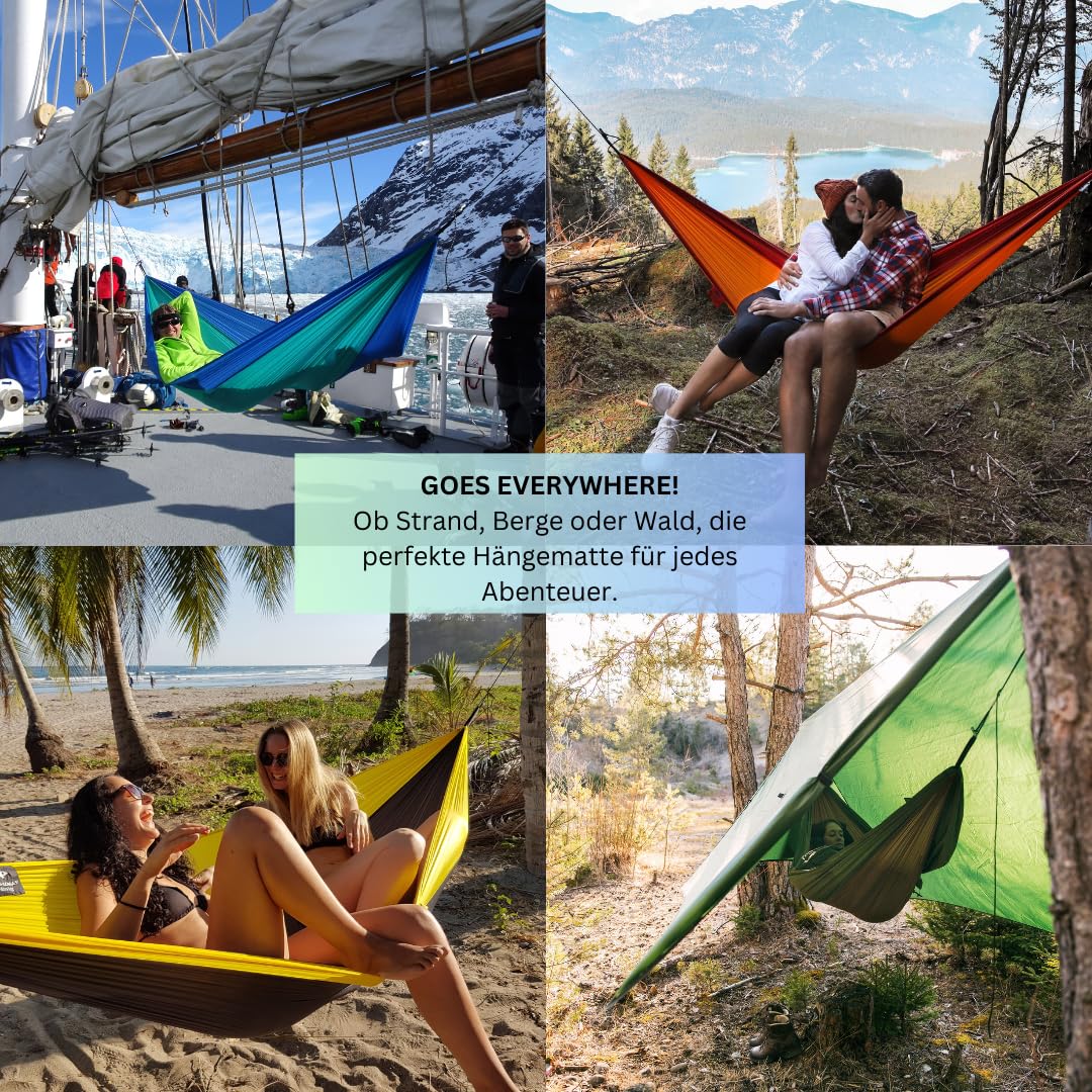 AMAZONAS Hammock Hammock Hammak Ultra Light Ice Blue Hamac King Size Le Plus léger au Monde 180 g 275 x 140 cm Dimensions plié 18 x 6 cm jusqu'à 150 kg