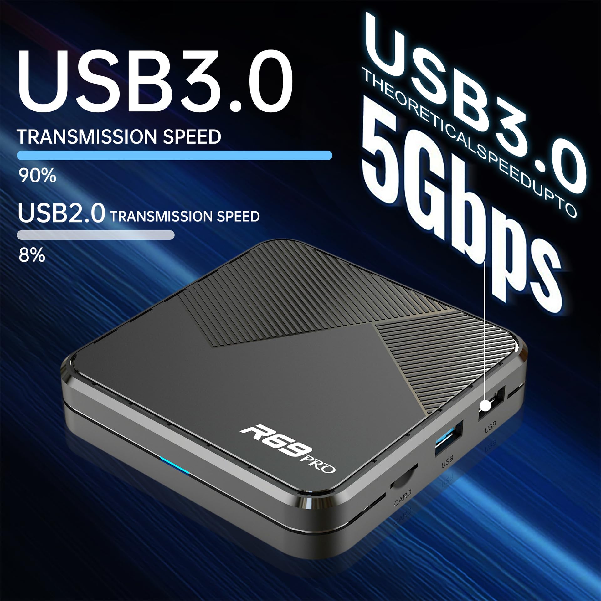 CHROX Android 14.0 TV Box, H728 Quad-Core 64Bit Cortex-A53 Supporto 8K 3D 2.4/5.0Ghz WiFi BT5.0 100/1000M Ethernet DLNA USB 3.0 H.265 con Mini Tastiera Wireless,4gb+64gb