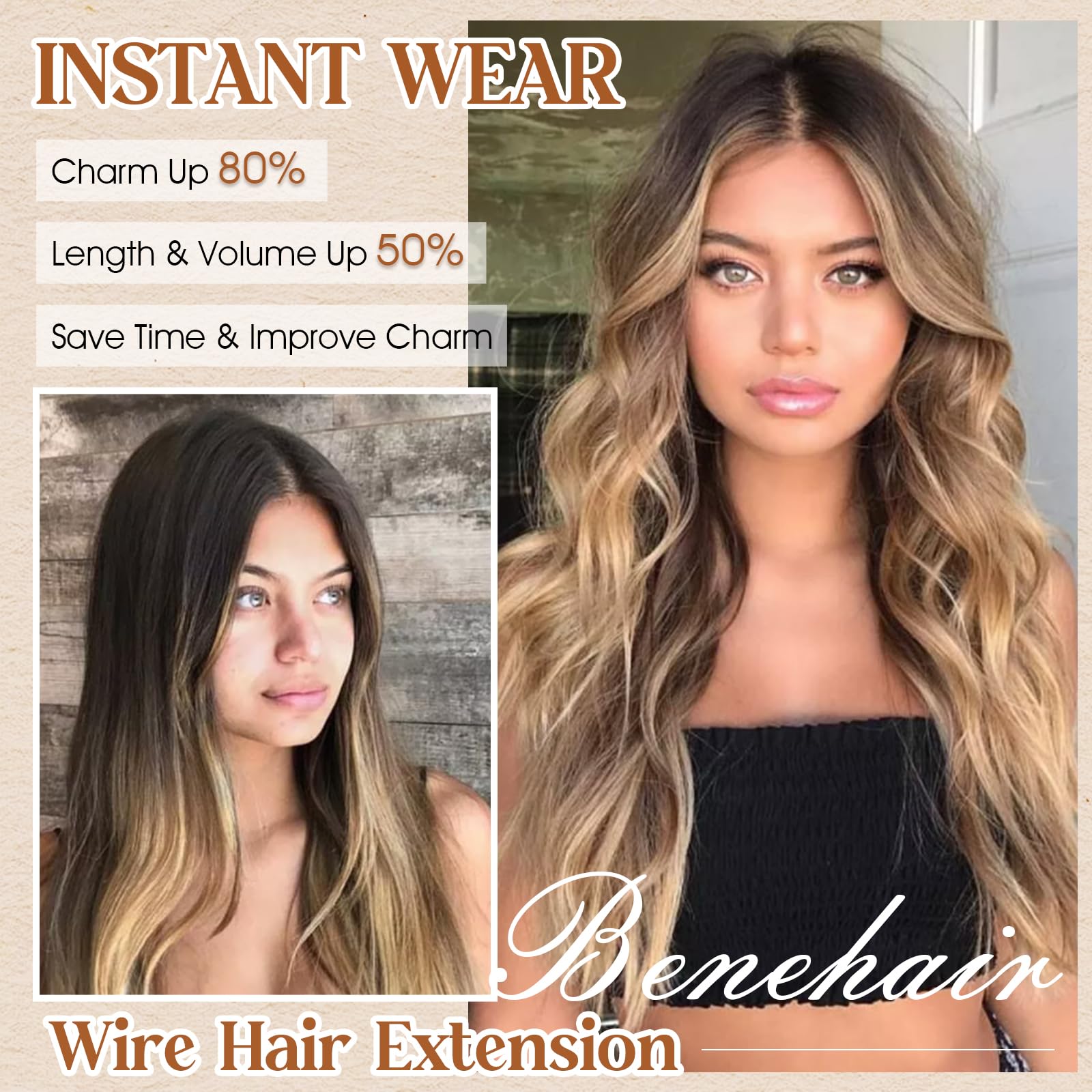 Amazon.com : Benehair Halo Hair Extensions Real Human Hair  display picture 2
