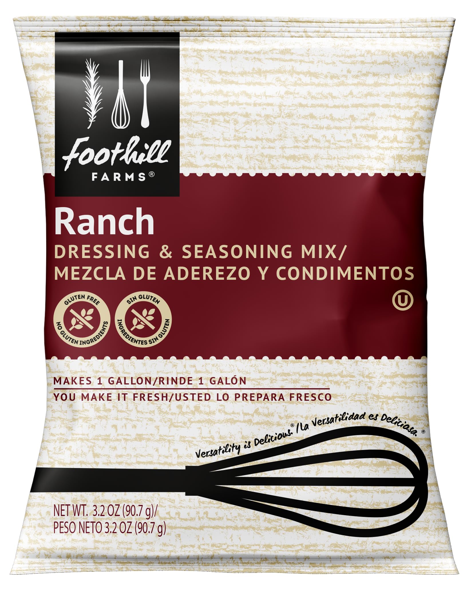 Foothill Farms Ranch Dressing Seasoning Mix, Blend of Tangy Herbs & Spices, Fresh-Made Taste, Thick, Rich & Creamy, 3 oz Pouch (Pack of 18)