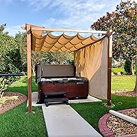 Vista 33 de PURPLE LEAF - Pérgola retráctil de 10 x 10 pies para exteriores con toldo para sol, refugio de metal para jardín, pabellón de patio, estructura