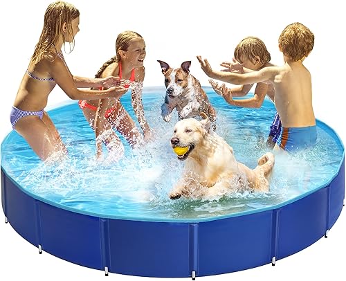 MINK Piscinas para perros grandes de 79 x 12 pulgadas, duraderas y resistentes a los pinchazos y de plástico duro para niños - La bañera para perros