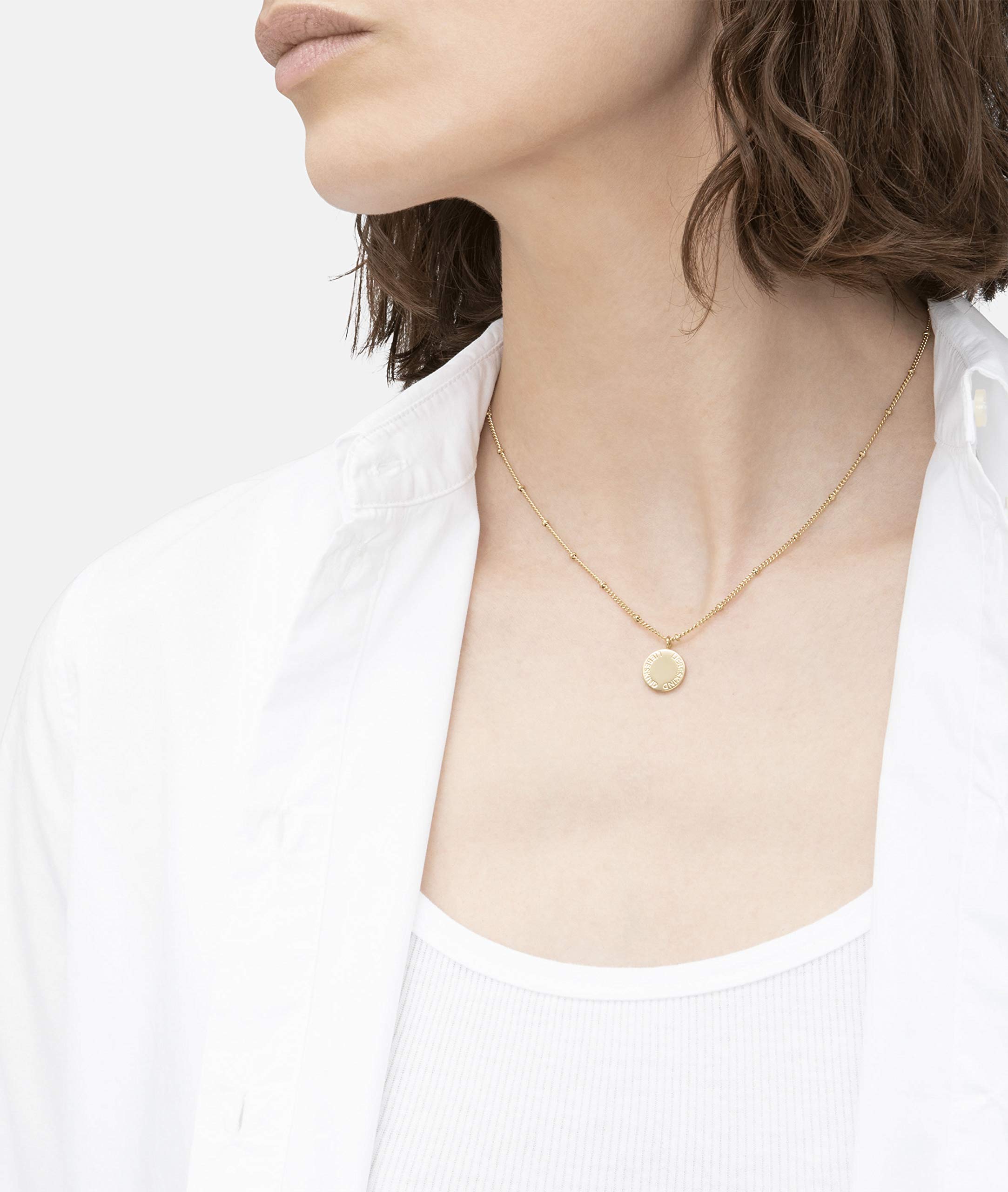 LIEBESKIND BERLIN Damen Halskette mit rundem Anhänger – Silber, Gold, Roségold, Schwarz – verstellbar – Geschenkidee