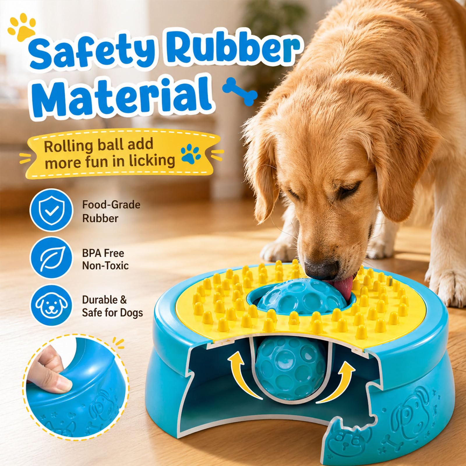 Schleckball Hund, Lick Bowl Leckball für Hunde, Hundelickspielzeug, Hun-de Leckt Futternapf, Leckspielzeug Lick Sphere für Langsam Füttern Flüssige Halbfeuchtes Futte, rutschfest, leicht zu reinigen