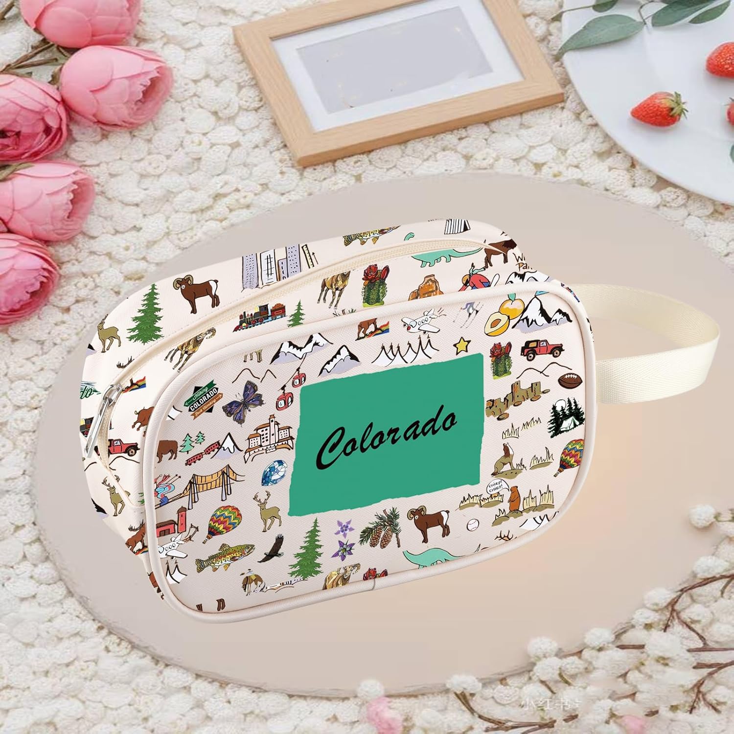 FEELMEM Colorado Travel Gift Colorado Clear Makeup Bag Trip Lover Souvenir Makeup Bag Colorado Merchandise (beige) - Image 6