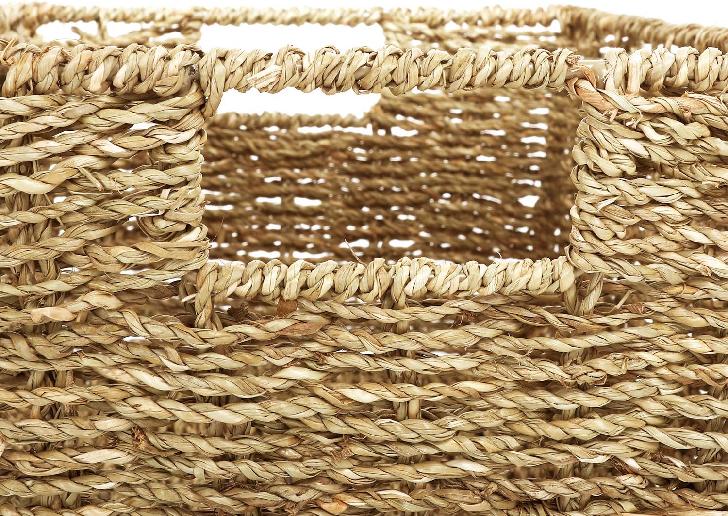 Black Friday - 70% OFF Set of 4 Seagrass Storage Baskets | Handwoven with Insert Handles | Laundry Organizer Totes for Home and Bathroom Organization（Natural)