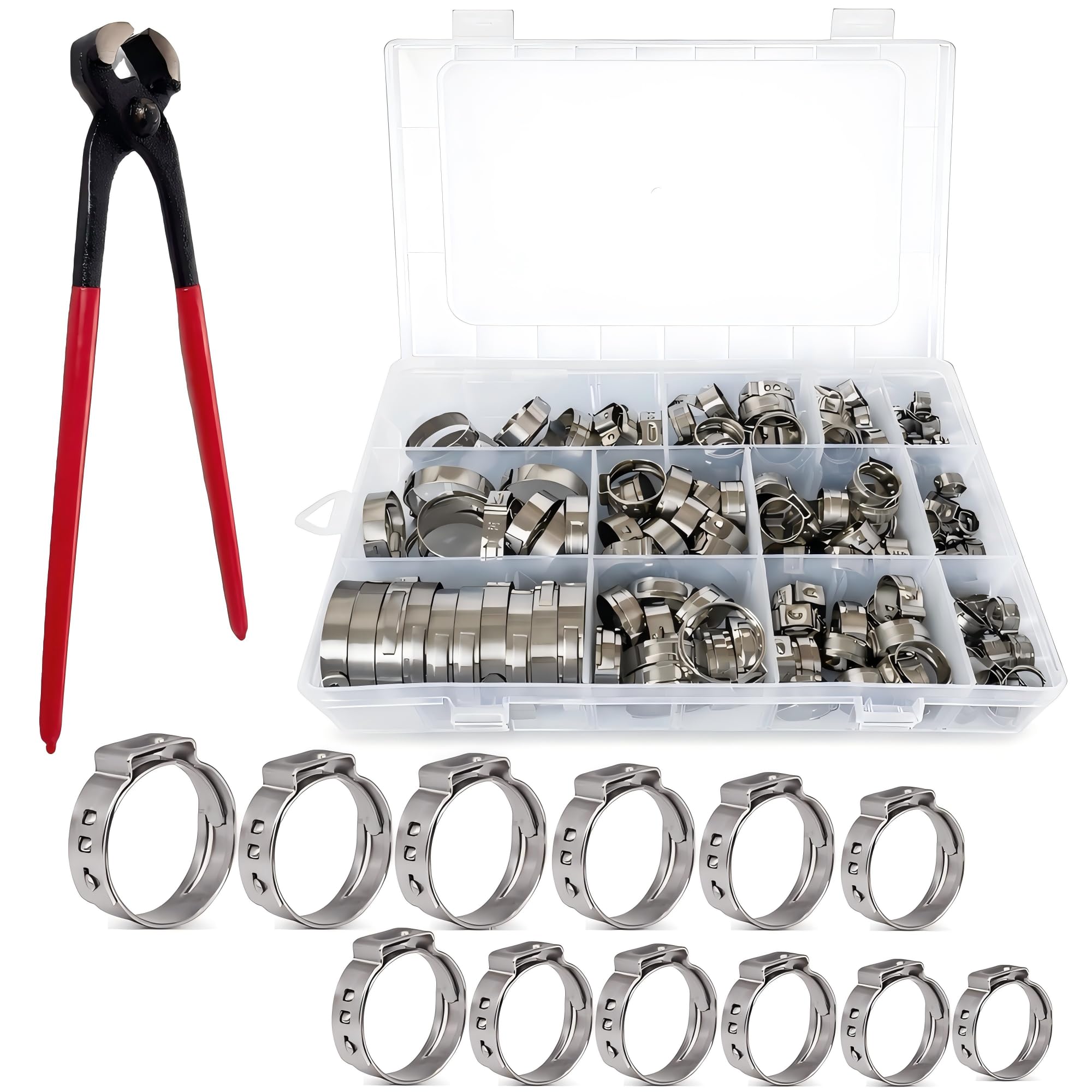 WIRSHO 180 Stück Einzelohr-Schlauchschellen Set | 12 Größen