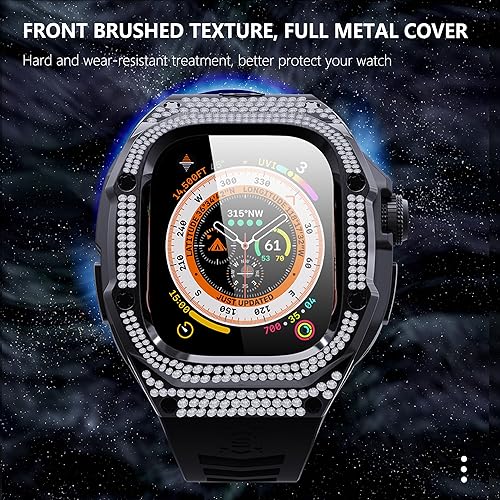 Miniatura 3 de VeveXiao Funda resistente con correa compatible con Apple Watch UltraUltra 2 correas de 1.929 in, funda protectora de metal con correa de silicona a