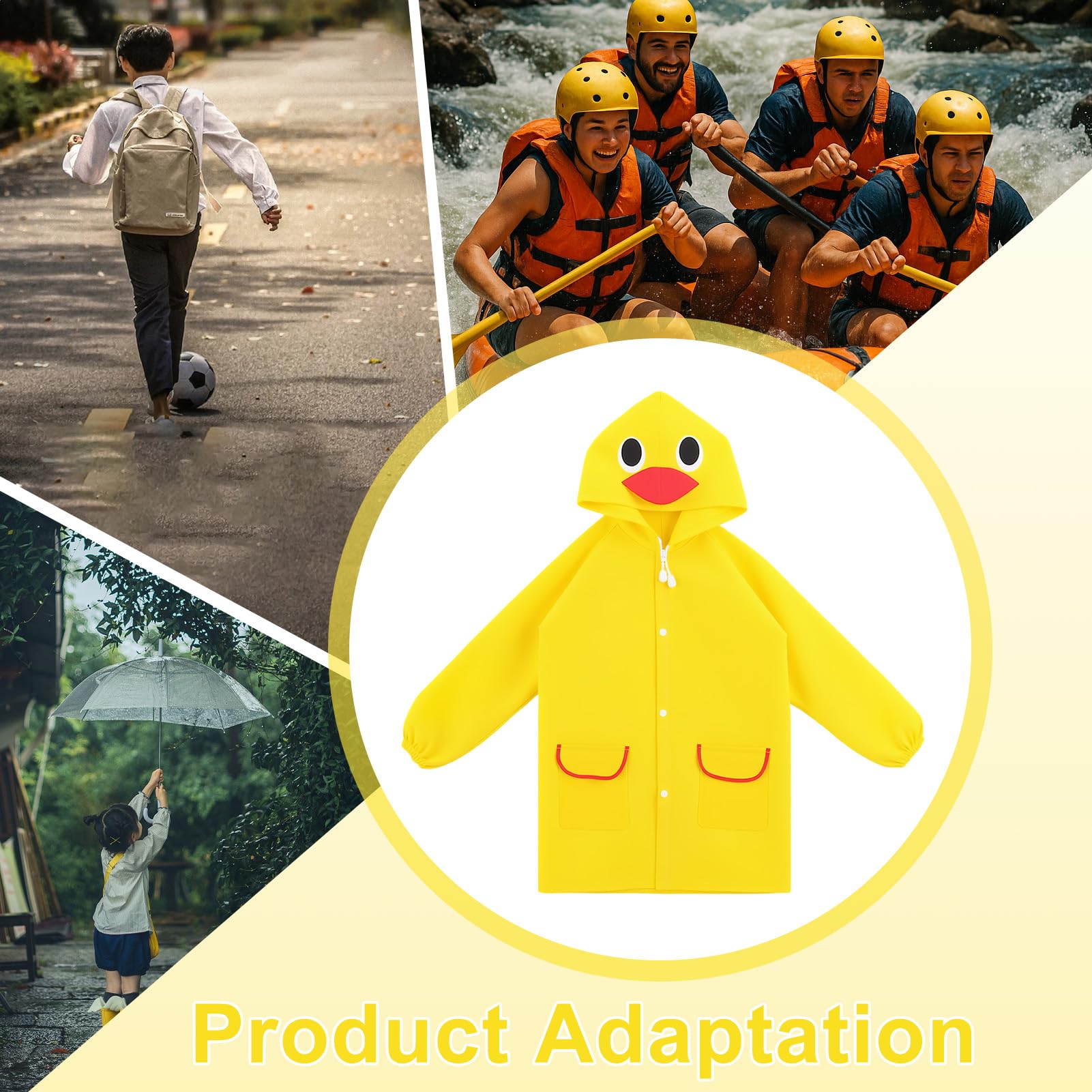 Chubasquero Niño Niña | Impermeable Infantil 3-7 Años | Poncho de Lluvia con Capucha | 5 Diseños Animados (Patito, Oso, Fresa, Conejo, Rana) | Unisex 80-130 cm | para Colegio y Parque al Aire Libre