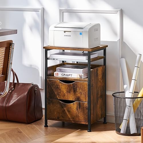 Miniatura 6 de Mesa auxiliar con estación de carga, mesa auxiliar estrecha con 2 cajones, mesita de noche con luz LED de 7 colores, mesita de noche delgada para