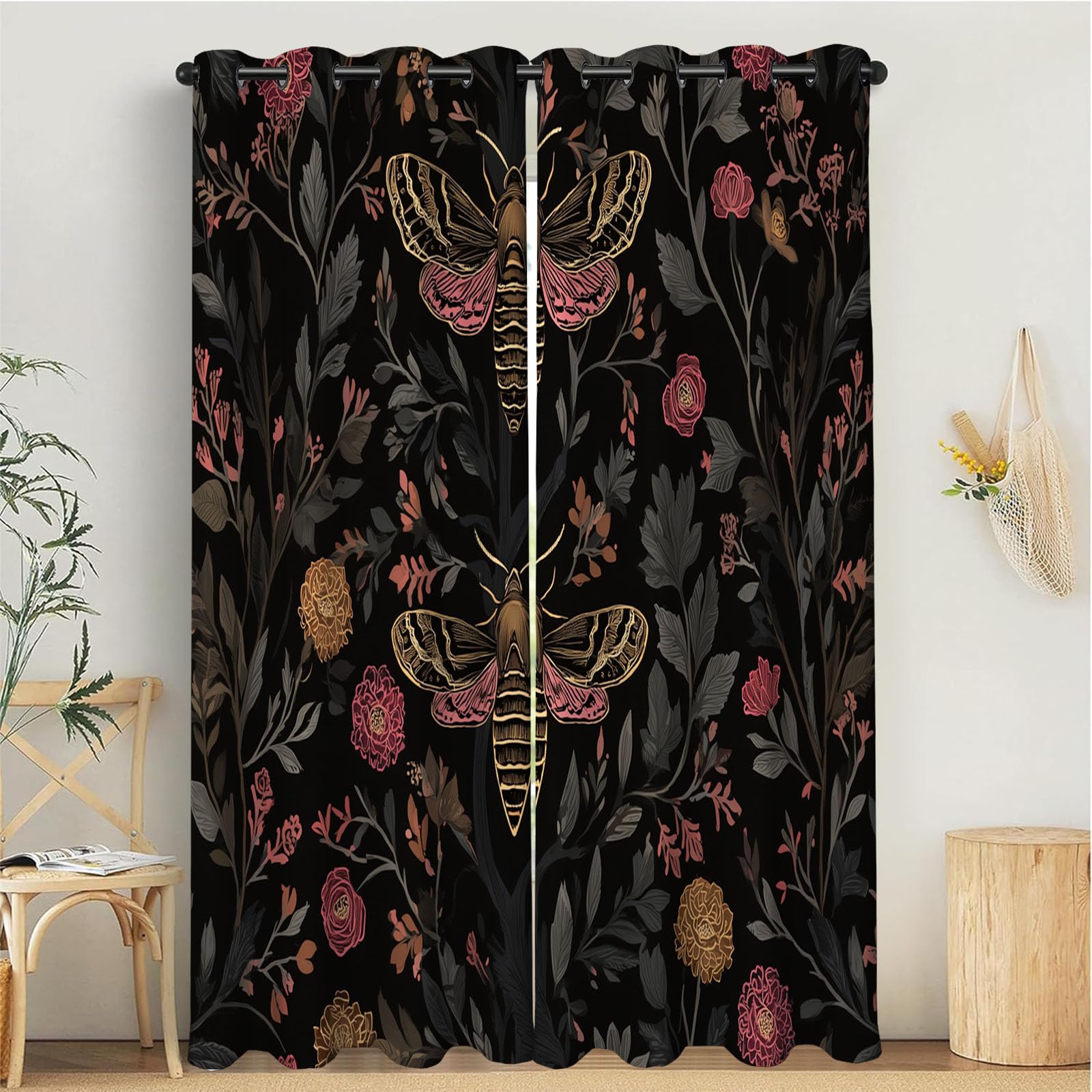 Rideau occultant thermique pour salon gothique et chambre à coucher cosy