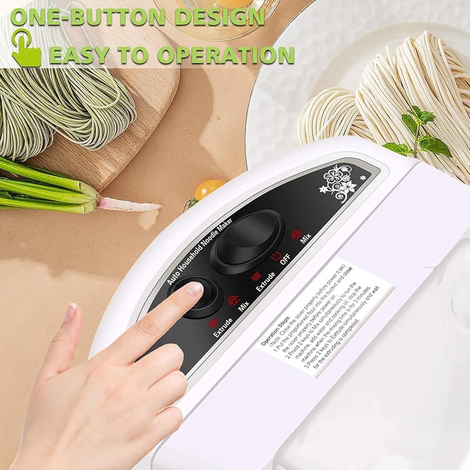 Noodle Machine, Electric Pasta Noodle Maker with 9 Multi-Functional Shapes Automatic Machine Homemade Spaghetti Ramen