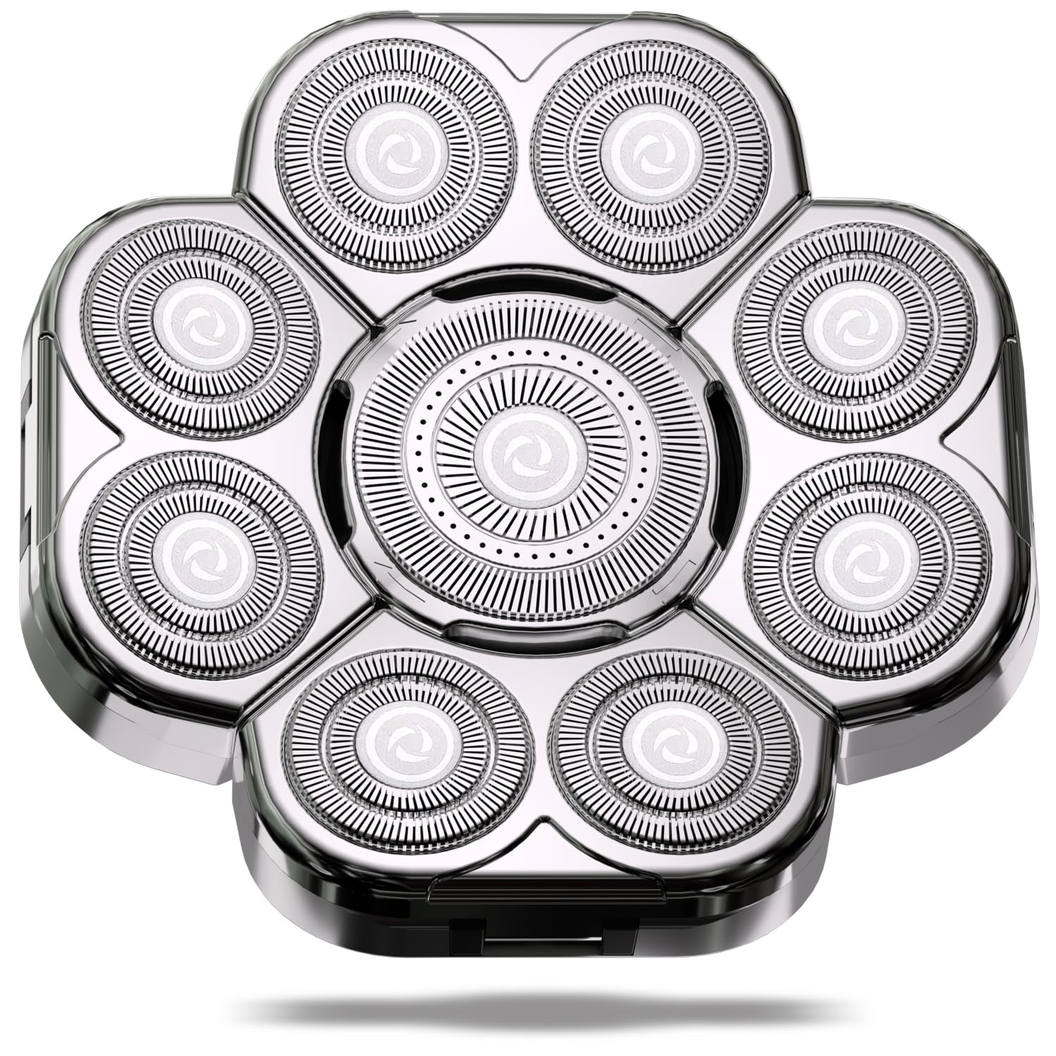 Magnetic Head Shaver Replacement Heads 7 Double Ring Waterproof Rotary Razor Blades for Bald Men Compatible with freebird wyklaus shpavver & Other Brands(silver9)