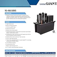 Vista 9 de Little Giant VCL-45ULS Bomba automática de eliminación de condensado de 115 voltios, 1/5 HP, 450 GPH, tanque de 1 galón e interruptor de seguridad