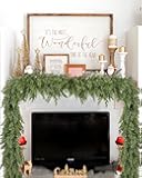 6Ft Pine Christmas Garland, Artificial Greenery Garland Pine Leaves for Holiday Winter Mantel Fireplace Table Runner Centerpiece Christmas Decoration