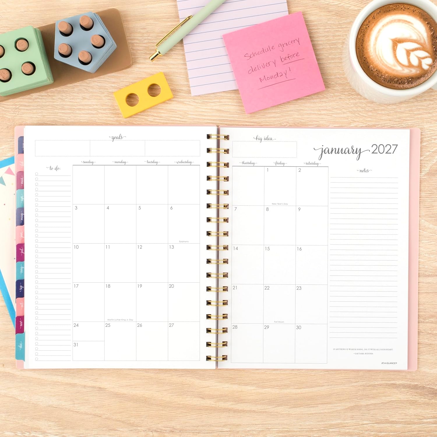 AT-A-GLANCE 2026 Planner, Weekly & Monthly, 7" x 8.75", Medium, Harmony, Sunset Coral (1099-805-27-26)