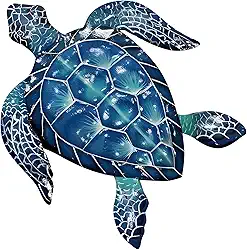 Goodangie00 Decoração de parede de tartaruga de metal grande - decoração de arte de parede de animais marinhos oceânicos de 39,9 cm, decoração realista para pendurar na costa para ambientes internos e