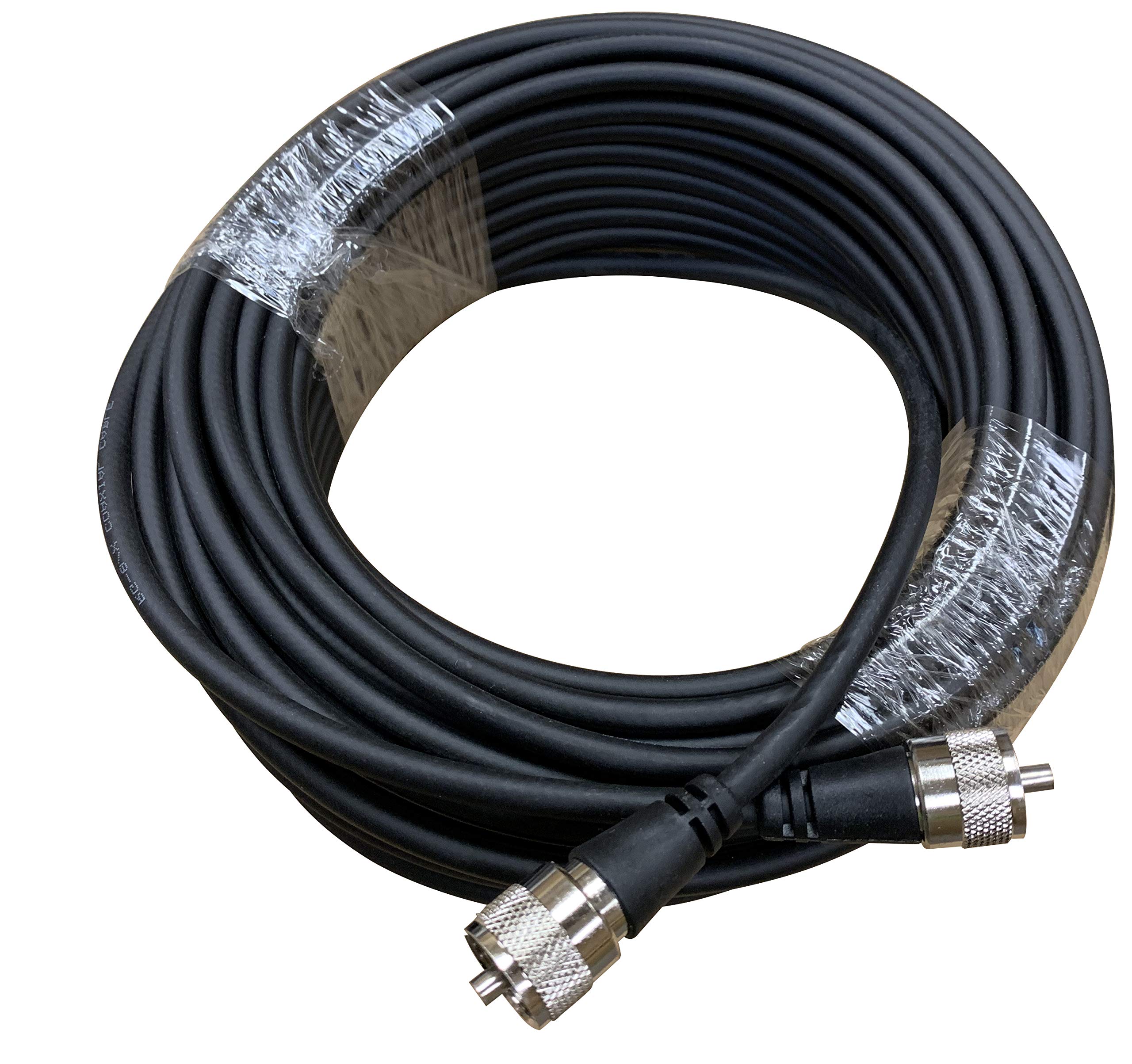 Harvest 100 ft RG8X Mini 8 Black Cable with PL 259 Connectors for CB/Ham/Scanner
