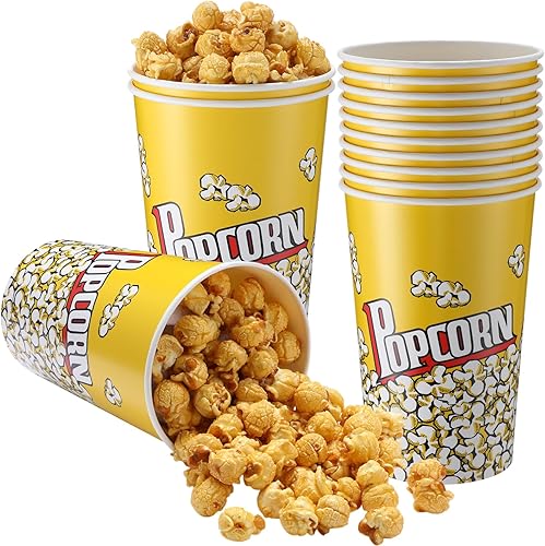 Miniatura 7 de 20 cubos de papel de 46 onzas para palomitas de maíz, estilo retro, desechables, cuencos reutilizables para películas, noche, cumpleaños, Navidad,