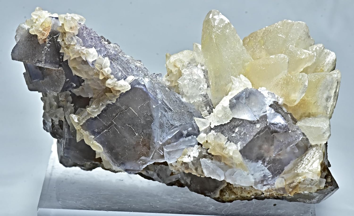 115 Gram Awesome Natural Fluorite Crystal Specimen with Dog Tooth Calcite