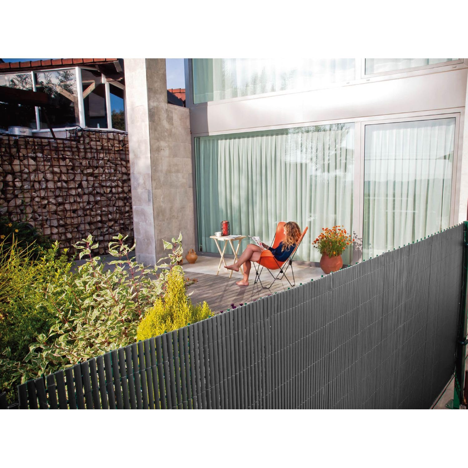 Toilinux.com Lot de 2 canisses Brise-Vue occultantes en PVC Gris - 1,2 M x 6 M (12 M au Total) | Occultation 95%