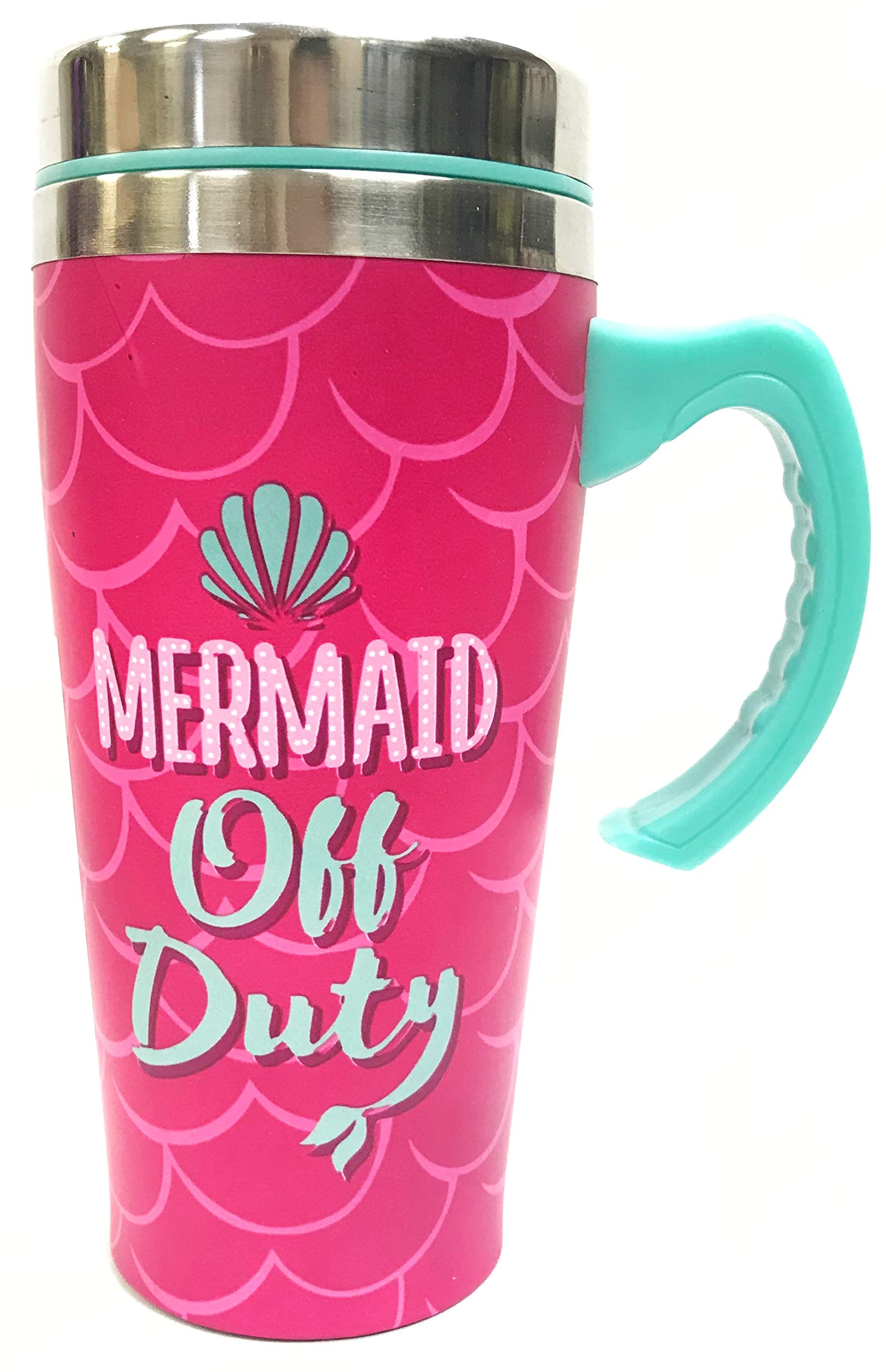 Eclipse Mermaid Unicorn Design 16oz 100% Stainless Steel Temperature Retention Travel Mug Cup w/Handle, Assorted Designs, Choose Your Style! (Mermaid Off Duty)