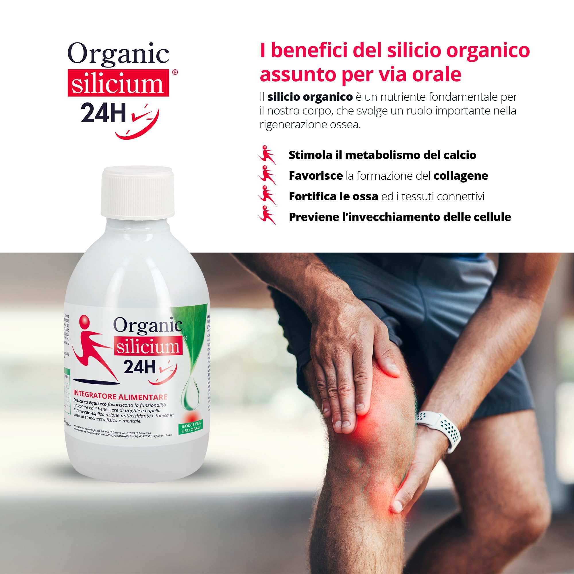 ORGANIC SILICIUM 24H | Drink 250ml, Integratore Orale con Ortica ed Equiseto per il Benessere Articolare e Muscolare