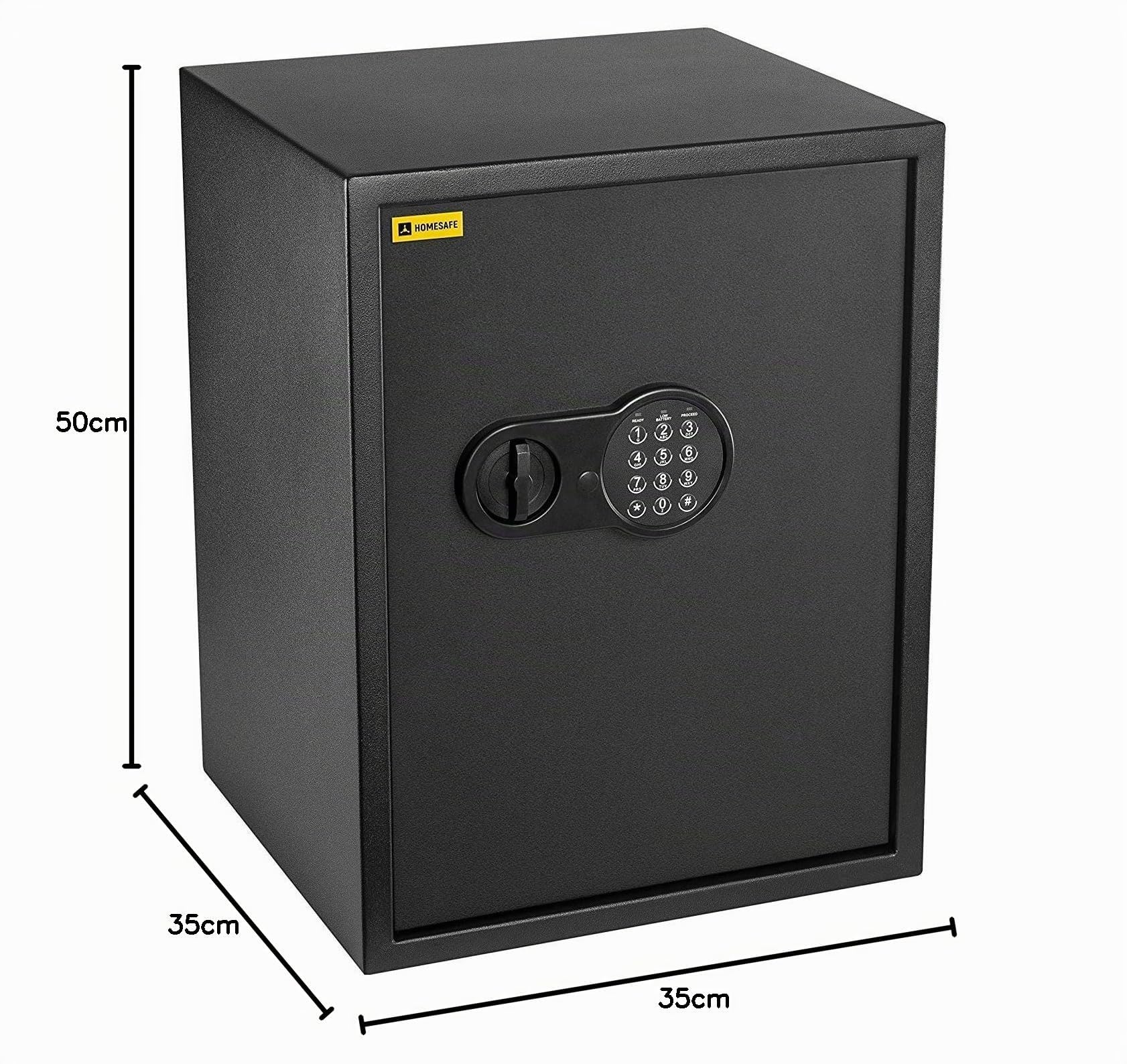 HomeSafe HV50E Cassaforte Piccola con Codice, 50x35x35cm (HxLxP), Cassaforte da Armadio Digitale con Combinazione Elettronica, Cassetta di Sicurezza per Soldi e Gioielli, Ideale per Uffici