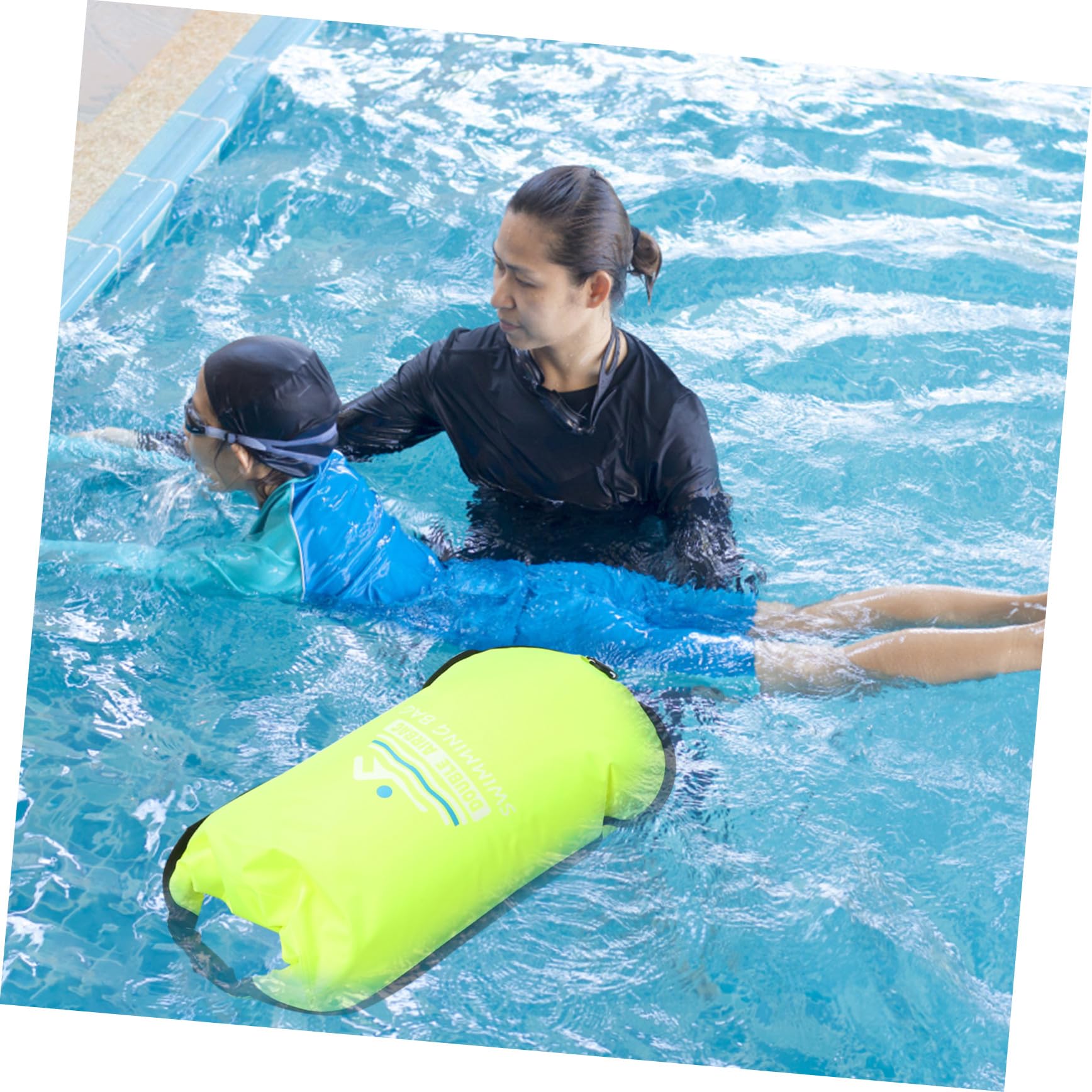 Toddmomy Schwimmtasche mit Doppel Luftkissen, Nylon PVC, Hellgrün
