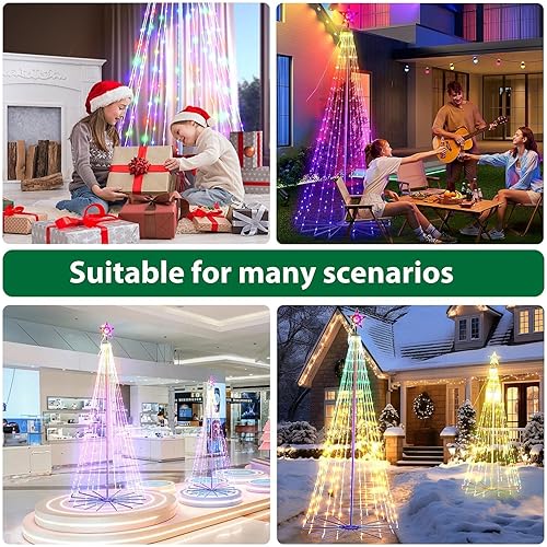 Miniatura 2 de Árbol de Navidad para exteriores, 9 pies, 478 luces LED, aplicación inteligente de árbol de cono en espiral y control remoto, sincronización de