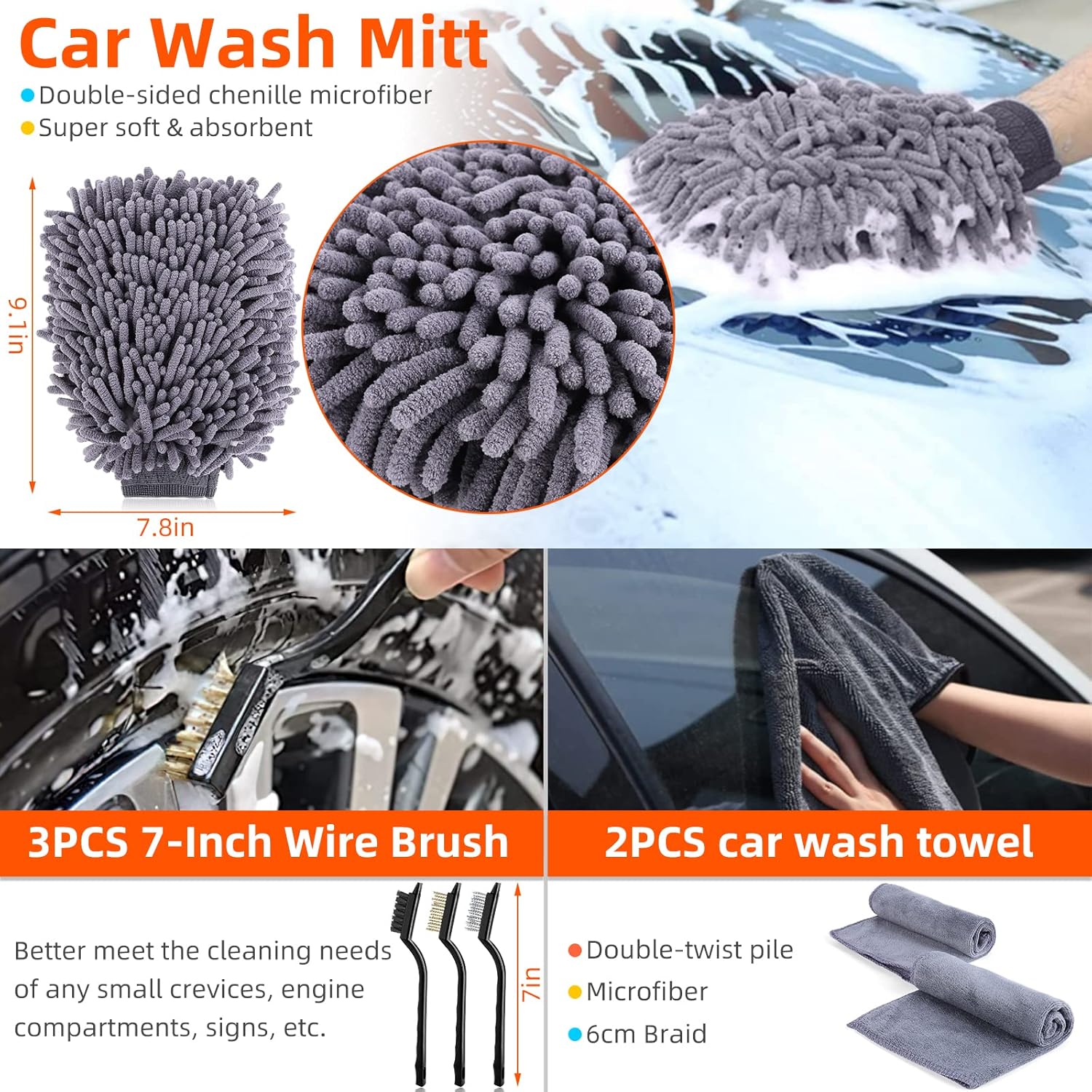 manfiter 25PCS Car Detailing Kit, Auto Detailing Drill Brush Set, Windshield Cleaning Tool with Extendable Handle, Car Buffing Sponge Pads Kit, Car Cleaning Tools Kit for Interior, Exterior, Wheel : Automotive