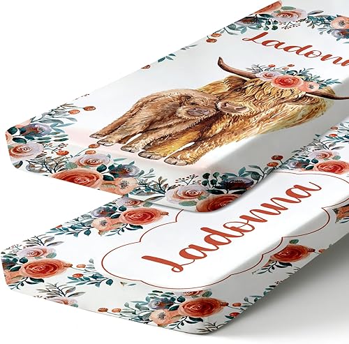 Sábanas personalizadas para cuna, paquete de 2  Sábanas portátiles para cuna con nombre, juego de ropa de cama de guardería para niñas  Juego de